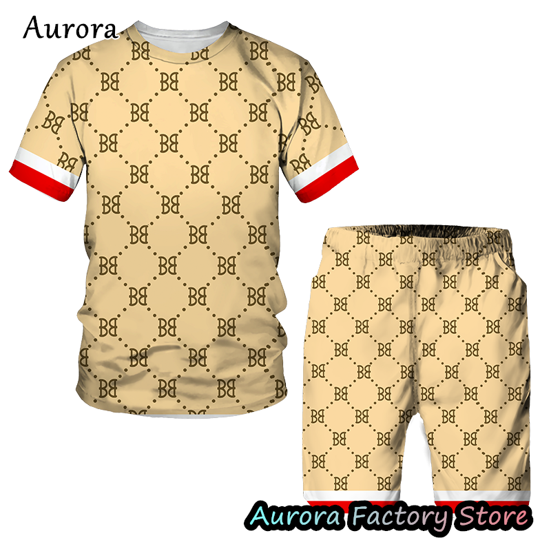 Summer Luxury Men's Tracksuit Casual Stylish T-Shirt Shorts Set Male Fashion Outfit Vintage Clothing Suit Oversized Streetw