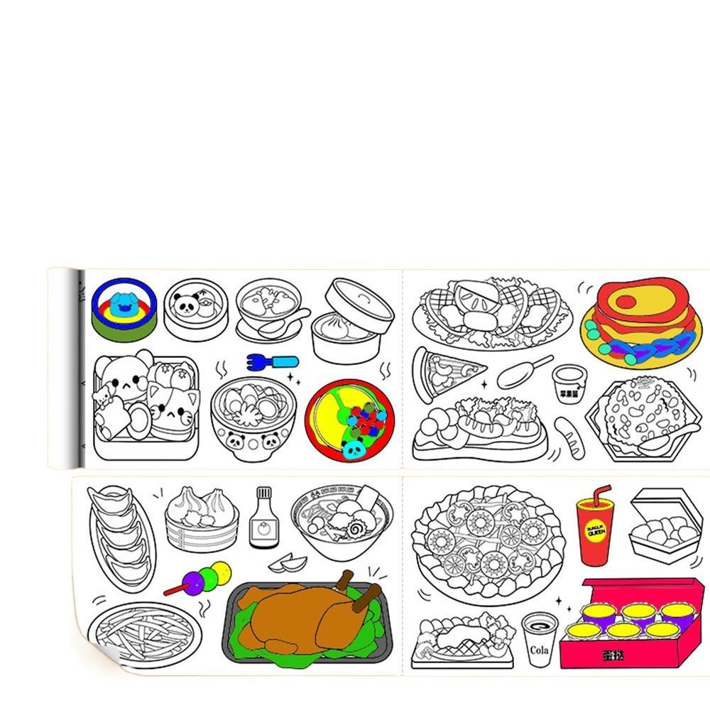 1 PCS 30 * 300cm Children's Drawing Roll Simple Blank Coloring Sticker Creative Adhensive Color Filling Paper