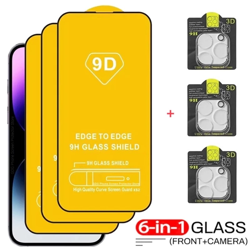 9D Tempered Glass for iPhone 14 Pro Max 12 Mini 14 Plus Screen Protector for iPhone 13 PRO X XS MAX Camera Lens Protective Glass
