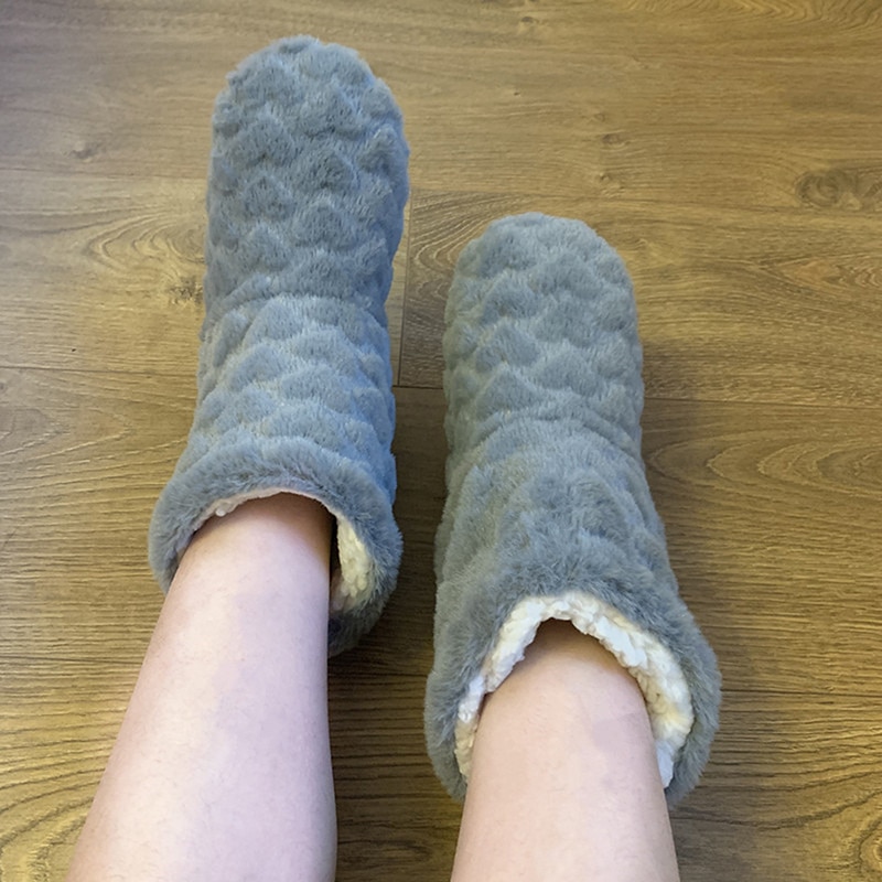 Fashion Shoes Comfortable Plush Foot Warmer Shoes Washable Warm Plush Socks High For Men And Women Solid Color Socks Shoes