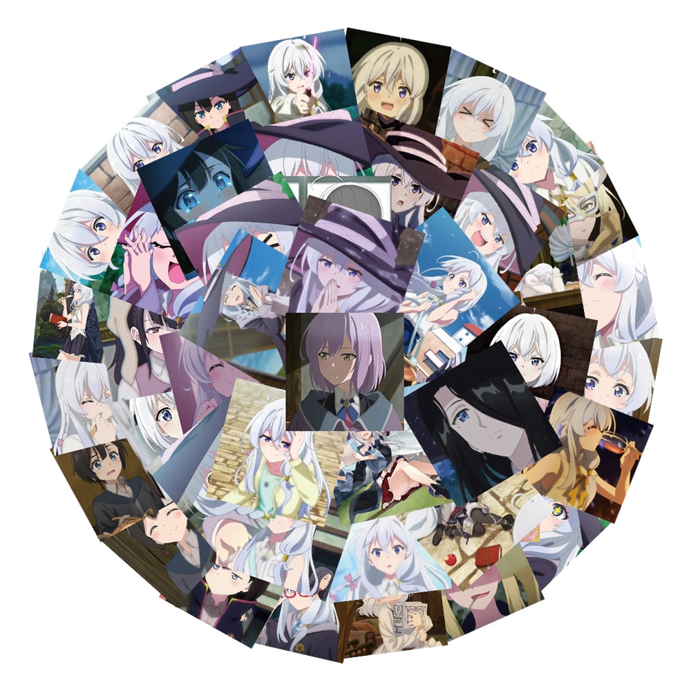 60Pcs Anime Wandering Witch: The Journey of Elaina Sticker Cosplay Fran Esuteru Saya Stickers Luggage Guitar Phone Scrapbooking