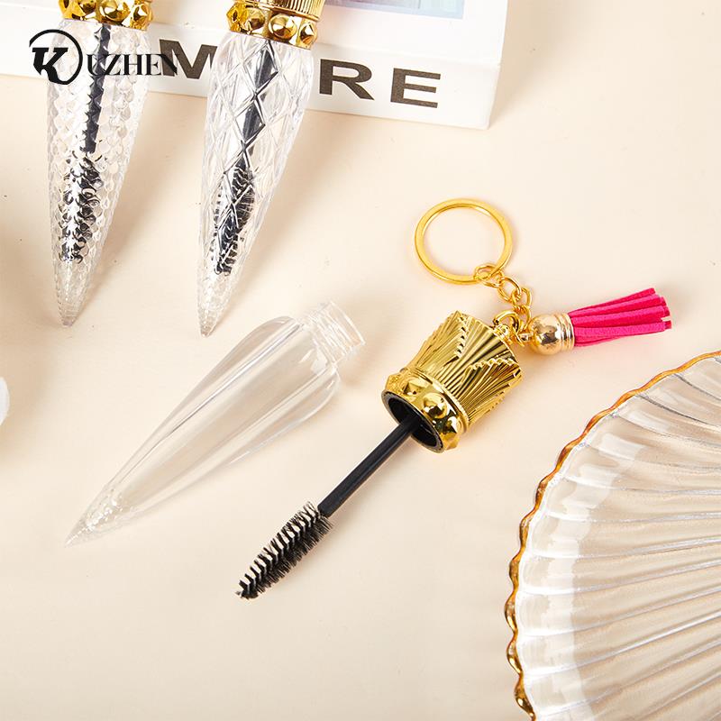 Tube Eyelash Brush With Keychain Mascara Wand For Lash Extension Clear Micro Comb Container Makeup Tool