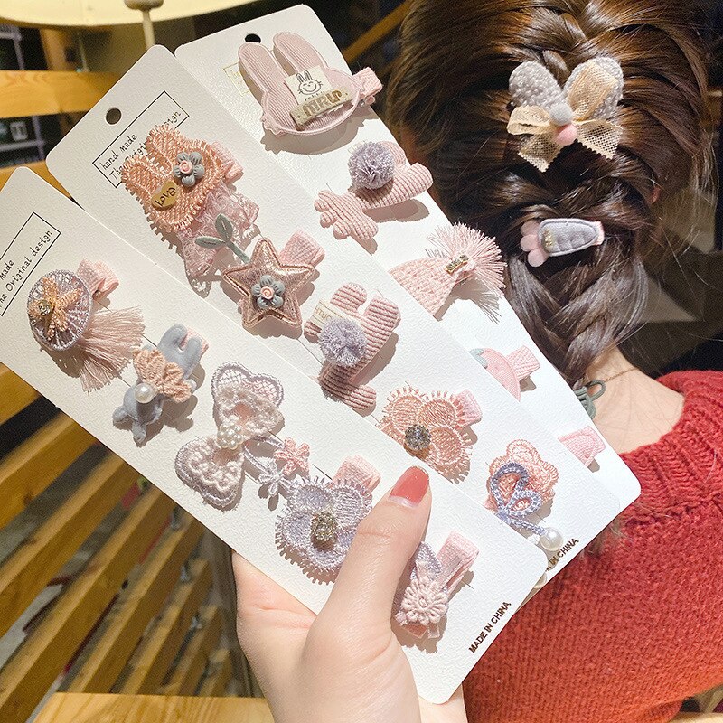 5Pcs/Set Cute Bows Hair Clips Hair Accessories for Girls Cartoon Animal Flower Hairpin Headdress Baby Hair Pins Birthday Gifts