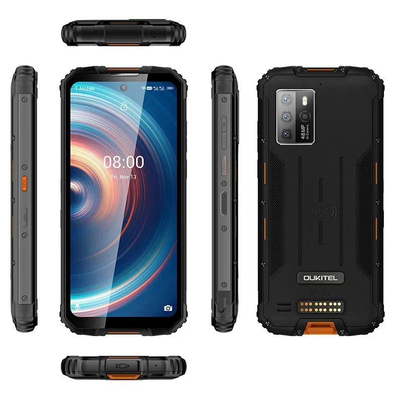 OUKITEL WP10 Rugged 5G Smartphone 8GB+128GB 8000mAh IP68 Waterproof Call Phone 48MP 6.67'' FHD+ Global Version NFC Mob
