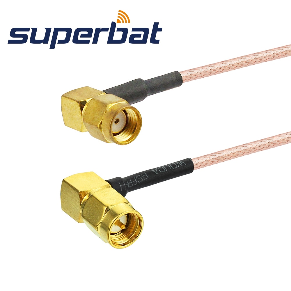 Superbat Universal Extension Cable SMA Plug Right Angle to RP-SMA Male (female pin) RG316 50cm Cable