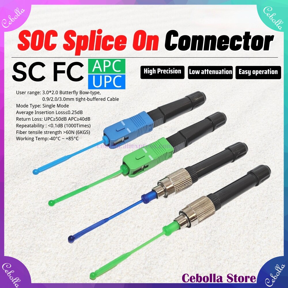 Hot Melt 50pcs 100pcs SC Quick Connector Optical Fiber Fusion FTTH Fast Adapter,SC/UPC SOC Splice On Connector