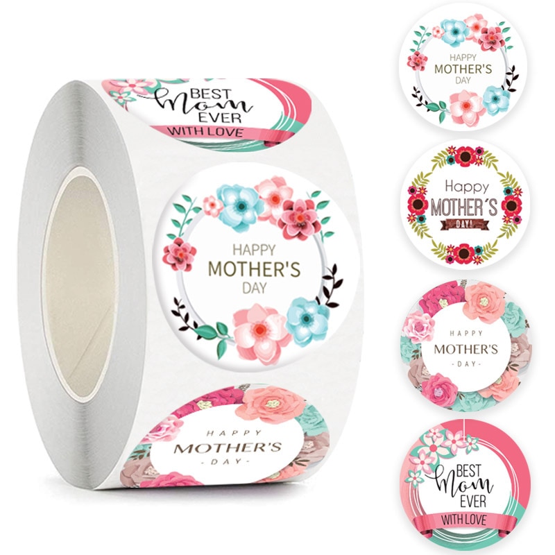 100-500pcs Happy Mothers Day Stickers Envelope Seals Thank You Stickers for Gift Wrapping Party Favor Small Business Supplies