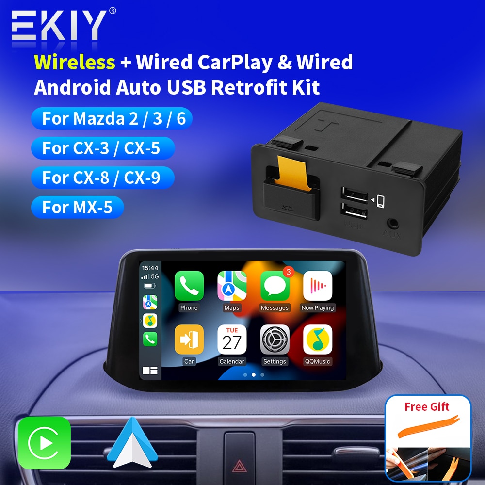 EKIY MD1 New Apple CarPlay Android Auto USB Adapter Hub for Retrofit Mazda 6 Mazda 3 Mazda 2 CX30 CX5 CX8 CX9 MX5 TK78669U0C Kit