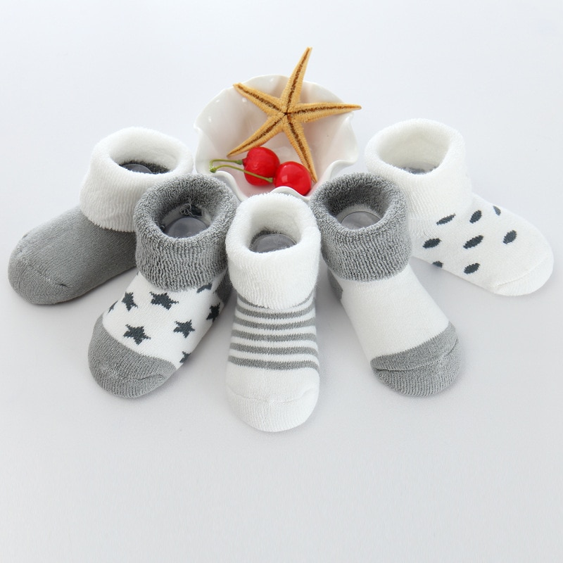 5 Pair Thicken Cotton Newborn Socks Cartoon Comfort Kids Boy New Born Baby Girl Socks Autumn Winter Terry Sock for 1-3 Years