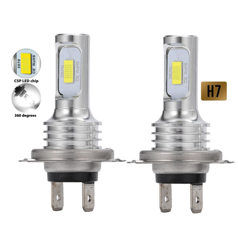 2Pcs 100W H4 H7 Super Bright CSP Led Car Daytime Running Driving Fog Light Lamp 6000K Auto Driving Headlight High Low Beam Bulbs