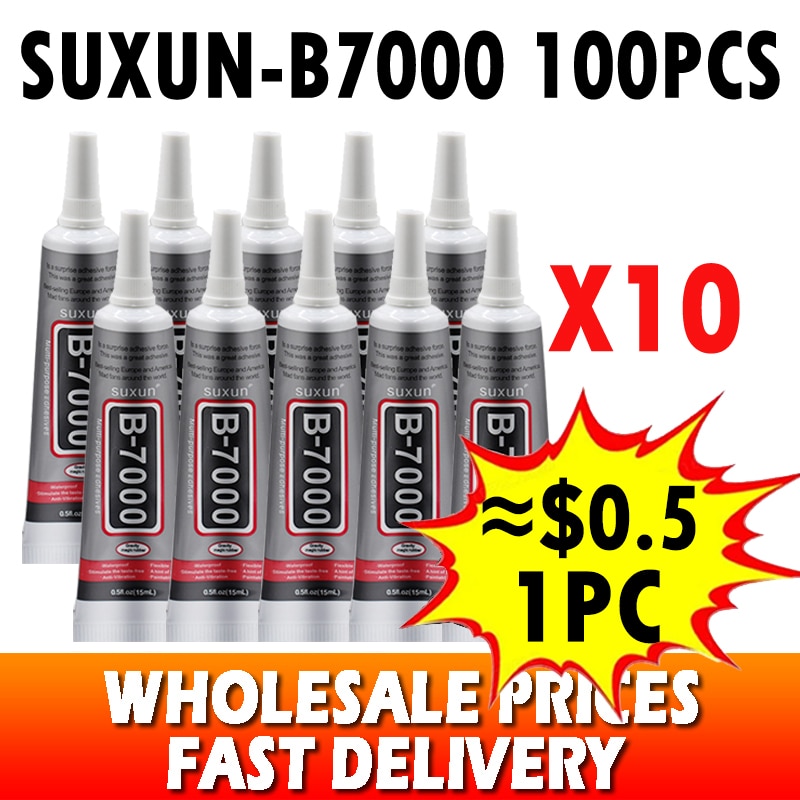 100pcs SUNXUN B7000 Liquid Glue Transparent Phone Screen Repair Jewelry Diy Accessories Multipurpose Adhesive With Needle 15ml