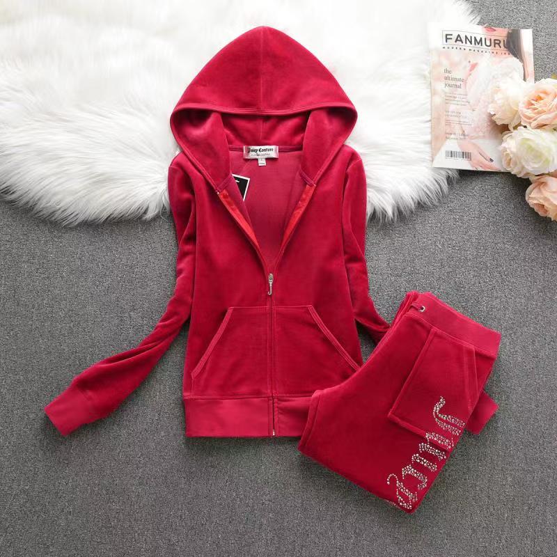 2023 New Spring/Autumn Women's Brand Velvet Fabric Sportswear Set Fashion Women's Coat Zipper Hoodie and Trousers Two 