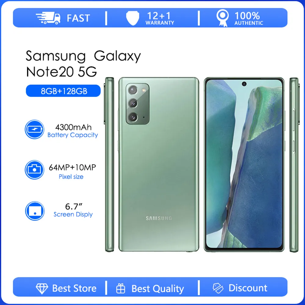 Samsung Galaxy Note20 5G N981U Original Unlocked 6.7" 64MP 8G RAM 128GB ROM Octa-core 4300mAh Battery Smartphone
