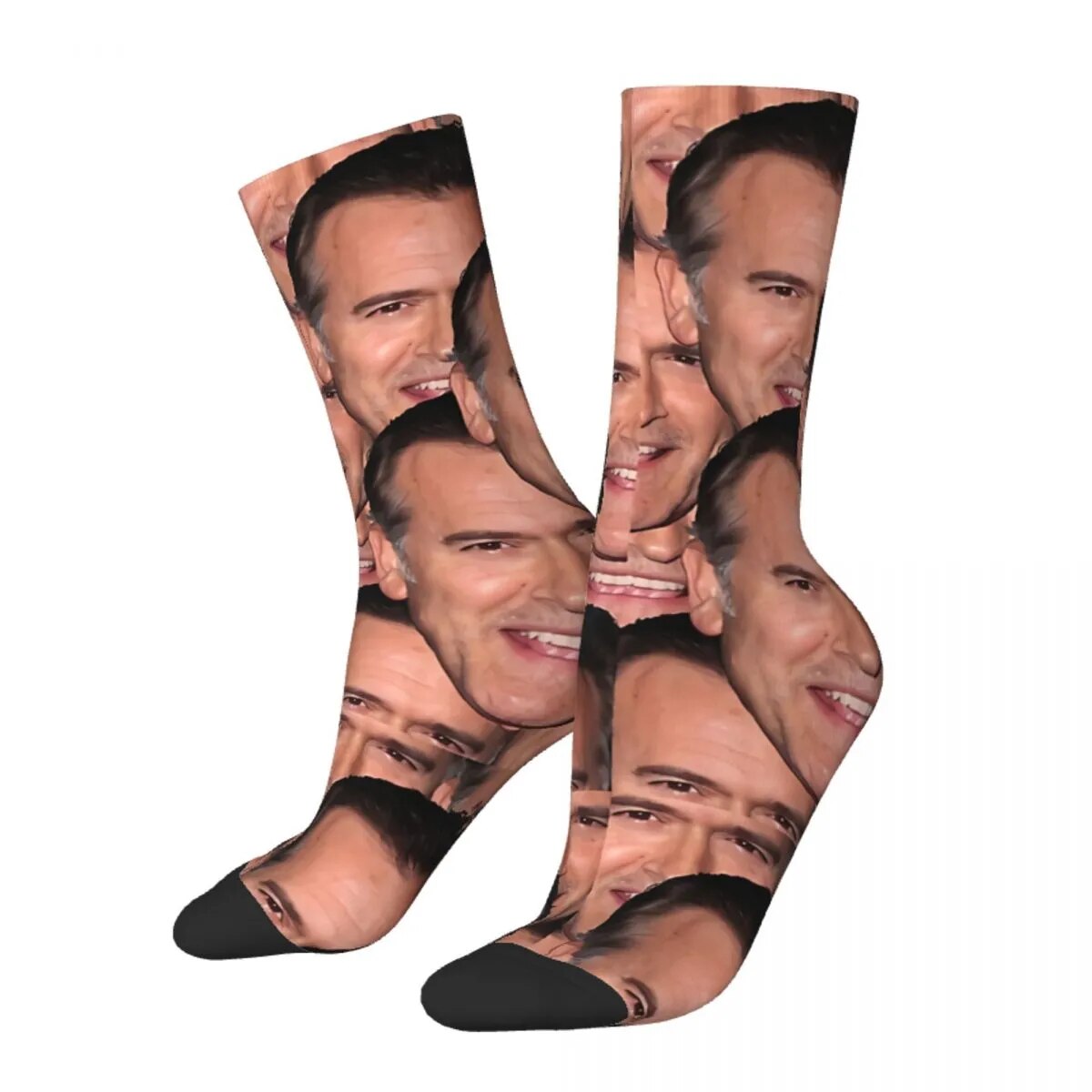 Funny Men's Socks Bruce Campbell Vintage Harajuku Horror Movies Hip Hop Seamless Crew Crazy Sock Gift Pattern Printed