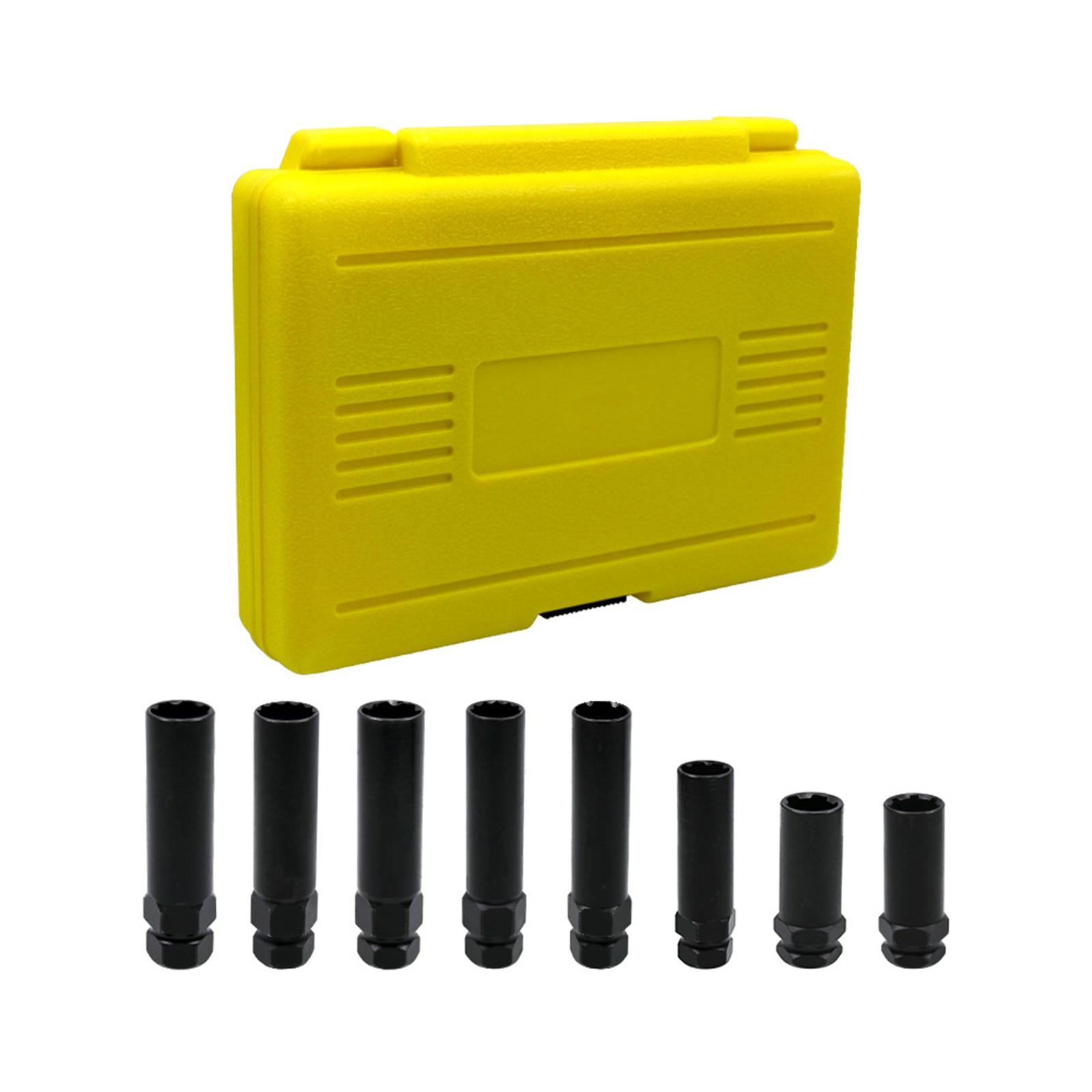 8 Pieces High Quality Locking Lug Master Key Set SAE Metric Lug Sockets Wheel Lock Removal Kit