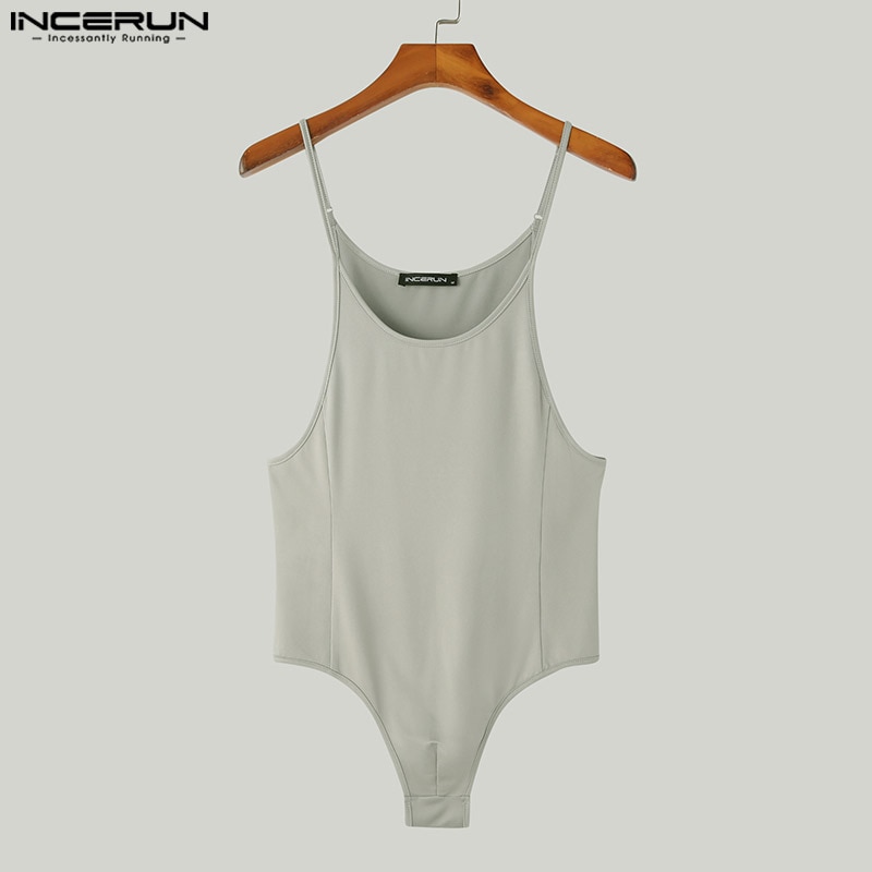 Stylish Well Fitting Homewear INCERUN Men's Solid Simple Jumpsuits Sexy Leisure Style Male Sling Sleeveless Bodysuit S-5XL 