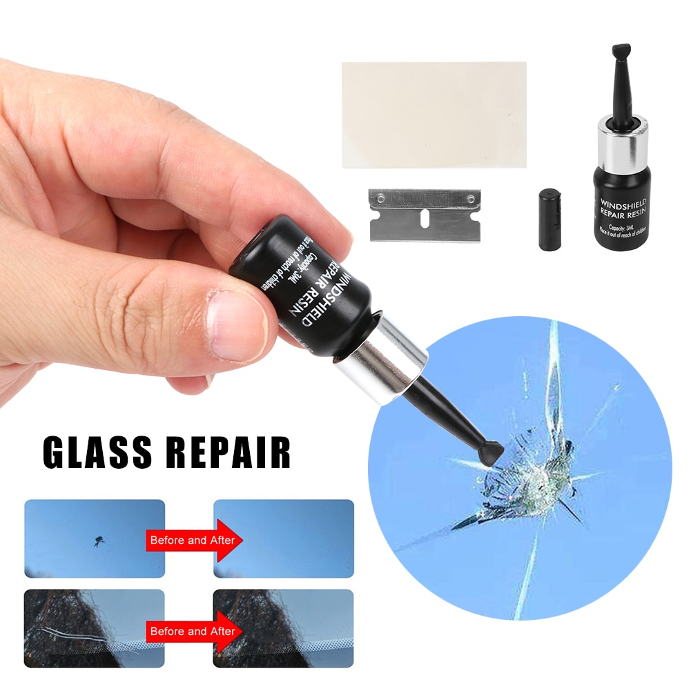 Car Windshield Repair Kit Winscreen Glass Crack Repair Curing Resin DIY Tool Window Glass Repair for Chip Crack Bull Eye Scratch