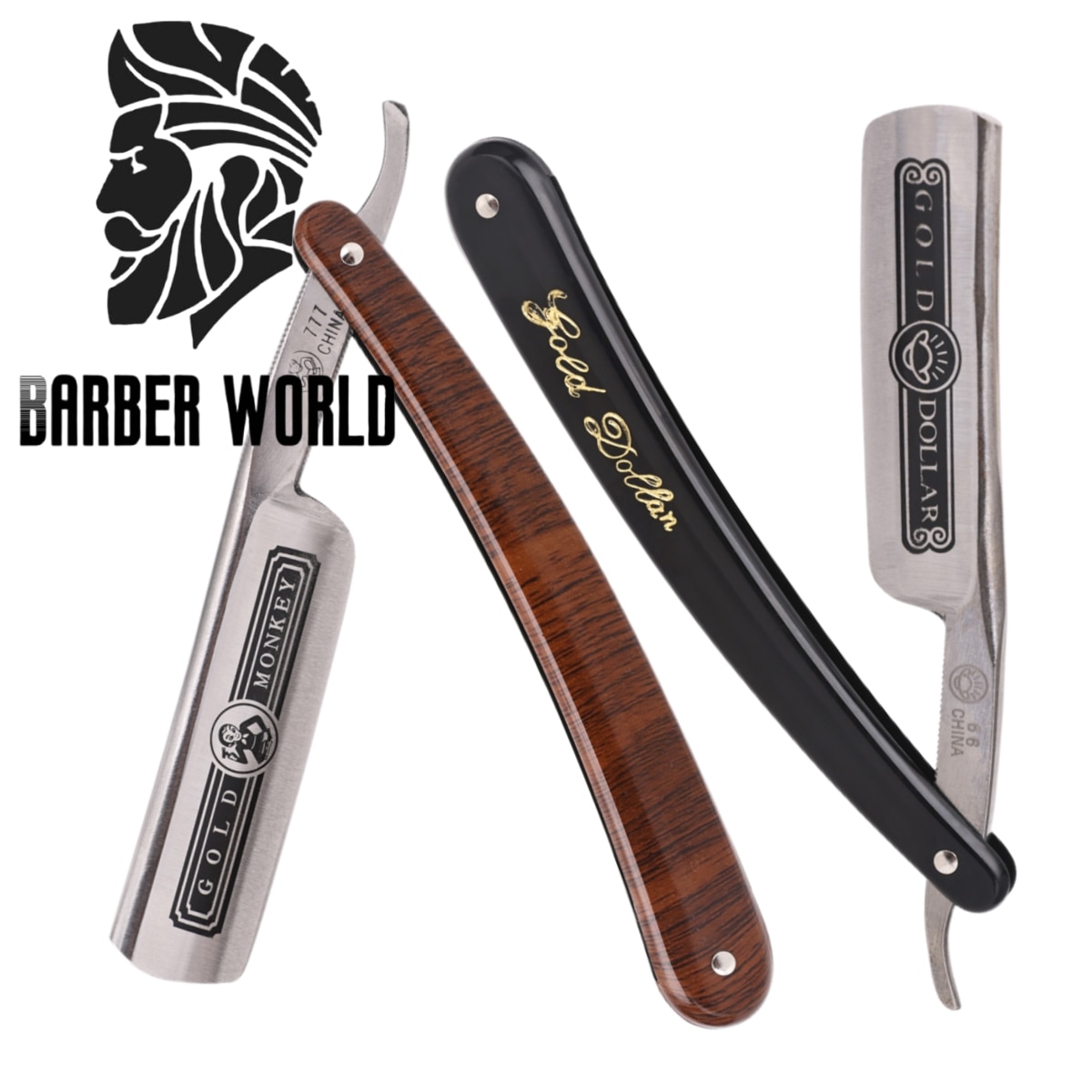 Professional Men's Manual Straight Shaver Gold Dollars Classic Sharp Razor Barber Facial Epilator Stainless Steel Folding S