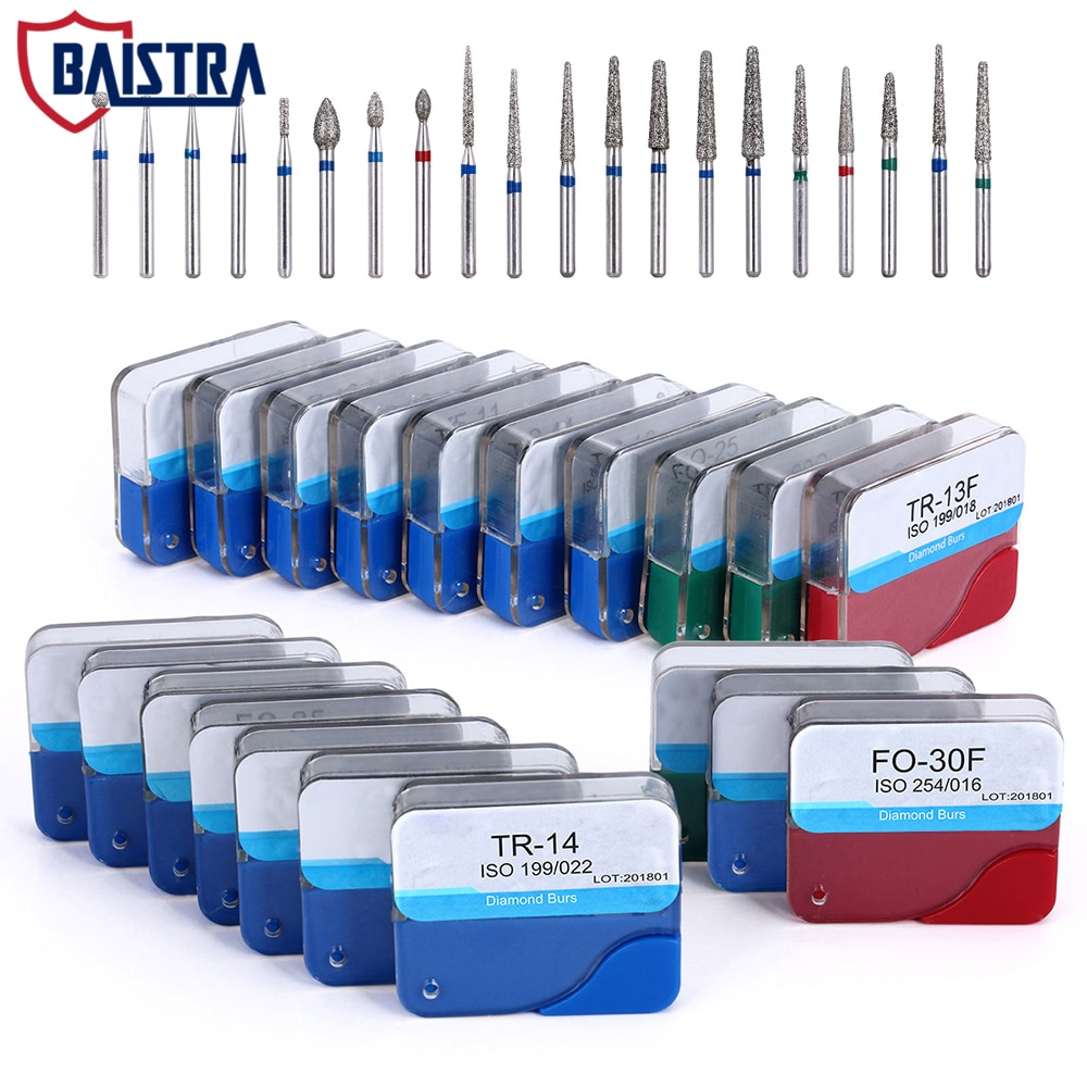100Pcs Dental Diamond Burs Drills Medium FG1.6mm Dentistry Diamond Strawberries Cutters for High Rotation Dentist Handpieces