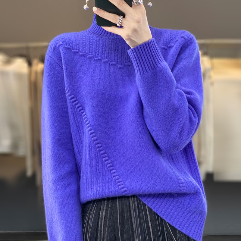 2023 Winter New Thickened Warm Oversized Elegant Women's 100% Merino Wool Sweater Soft Skin-friendly Pullover Free Of Freig