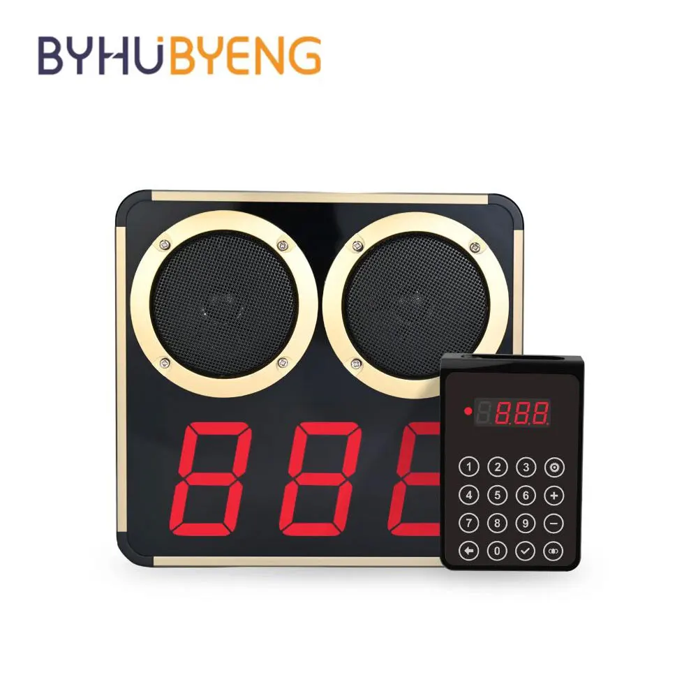 BYHUBYENG Number Calling System Wireless Restaurant Pager Queue Management System Loud Speaker 3-Digit Display for Business