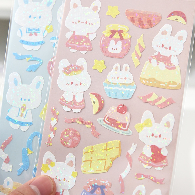 MOHAMM 1 PC Cartoon Rabbit Kawaii Sticker for DIY Scrapbooking Stationery Waterproof Decals Kid's Gif
