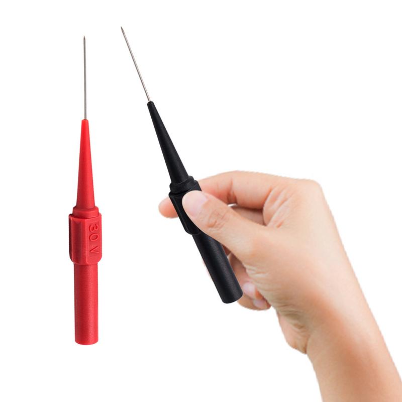 2pcs Insulated Piercing Needle Non-destructive Multimeter Test Probe Red/black Probe Pins Automotive Testing Diagnostic Tool