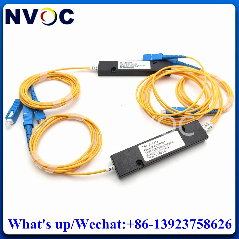 10Pcs GPON 1x2 1310/1550nm 30/70 2.0mm 1M 1*2 Singlemode Fiber Optic PLC FBT ABS Box Coupler With SC/ST/FC/LCPC Jumper Connector