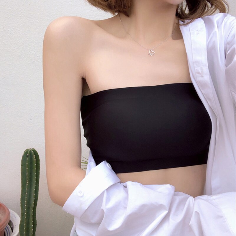 Summer Fashion Women Seamless Invisible Bra Sexy Lingerie Brassiere Tube Top Strapless Push Up Crop Tops 3 Color