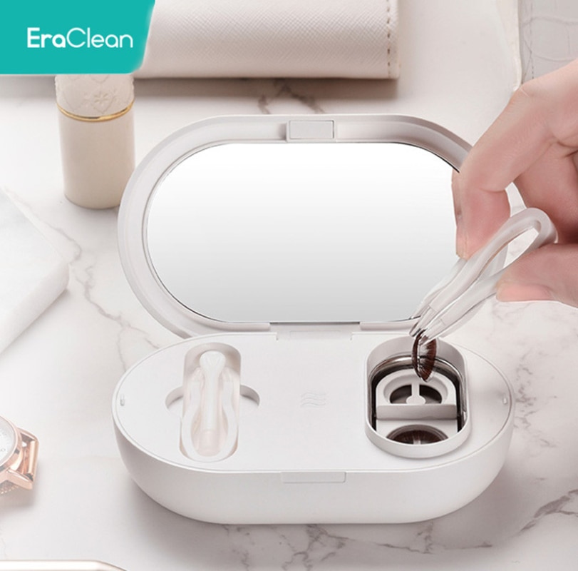 Eraclean Mini Portable Contact Lens Ultrasonic Cleaning Machine 56000Hz High Frequency Vibration Timing Rechargeable Cleaner
