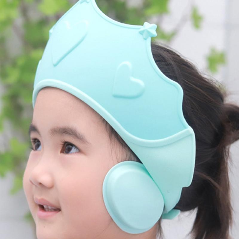 Crown Adjustable Baby Shower Cap Shampoo Bath Wash Hair Shield Hat Protect Children Waterproof Prevent Water Into Ear For Kids