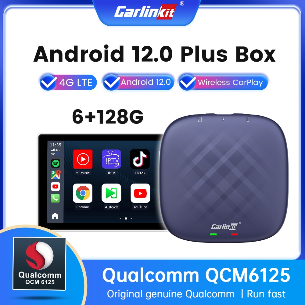 Carlinkit Tv Box Android 12 Netflix iptv YouTube Spotify Wireless CarPlay Android Auto QCM665 4G LTE GPS Play Game Streaming Box
