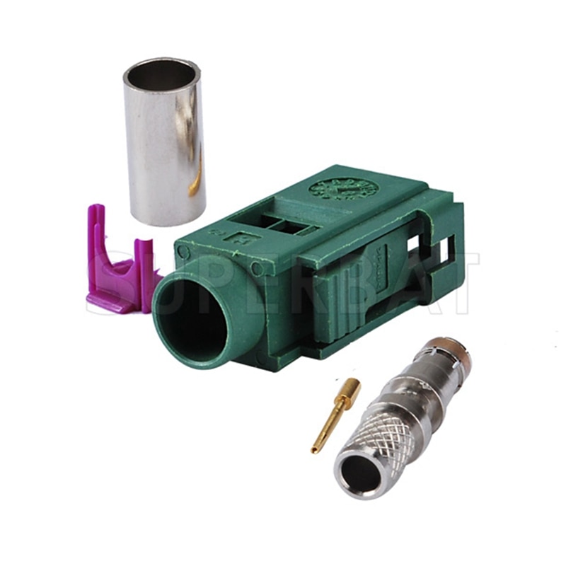 Superbat 10pcs Fakra Female OME Anatenna Green Car TV1 RF Connector for Cable LMR195 RG58 RG142 RG400