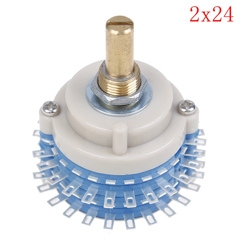 1pcs 2x24 Sealed Rotary Band Switch Kxm-2 Gear Audio 2 Pole 24 Step Attenuator Volume Control Pot Potentiometer