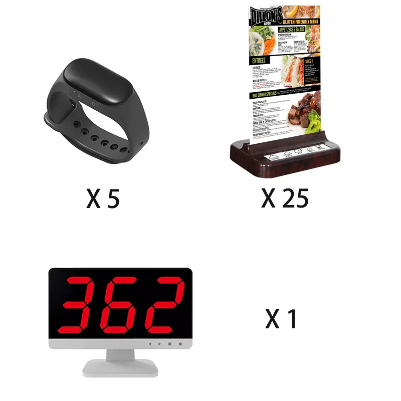 P5 Table Bell Button Restaurant Menu Cards Wireless Pager Calling System Queue Management for Restaurant Equipment Coffee Shop