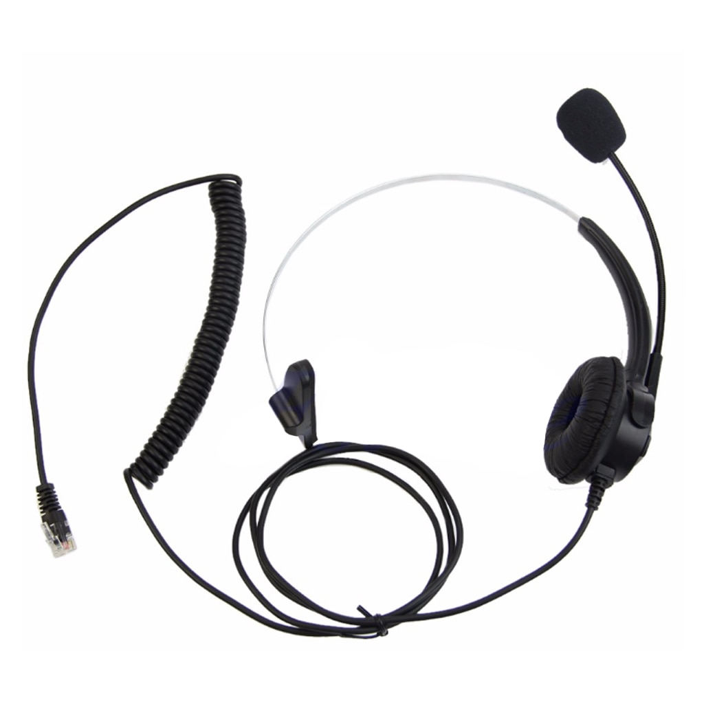 4-Pin RJ11 Monaural Corded Operator Call Center Telephone Headset Headphone BK P9JD