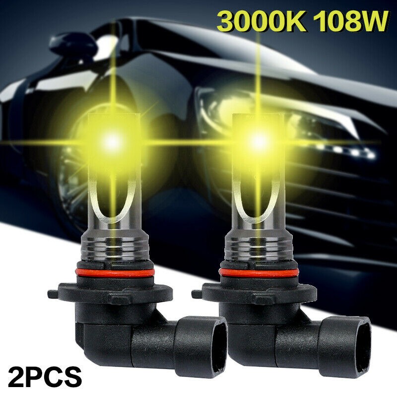 2pcs Car 9006 HB4 108W LED Fog Lights 3000K Lamps Golden Yellow Fog Bulbs 20000LM Super Bright Fog Lights