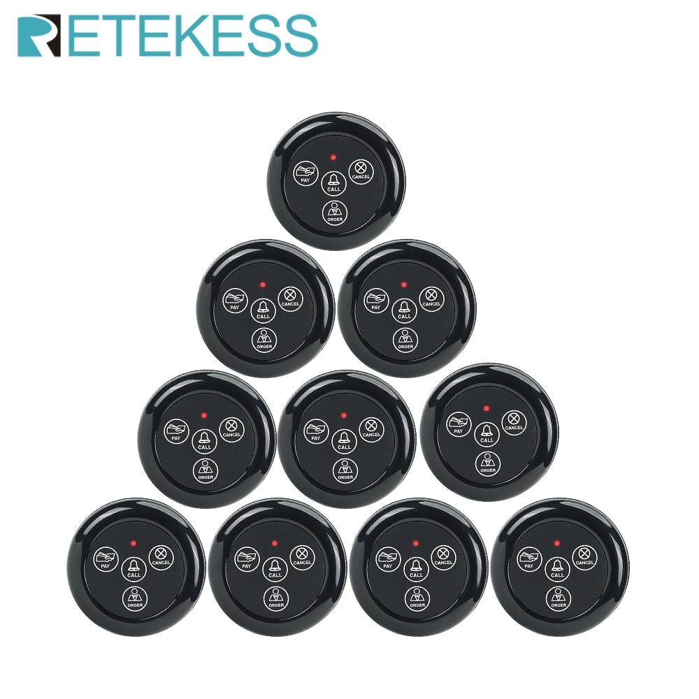 Retekess TD032 10Pcs Call Button Transmitter Hookah Restaurant Pager Wireless Waiter Calling System IP55 Waterproof For Cafe Bar