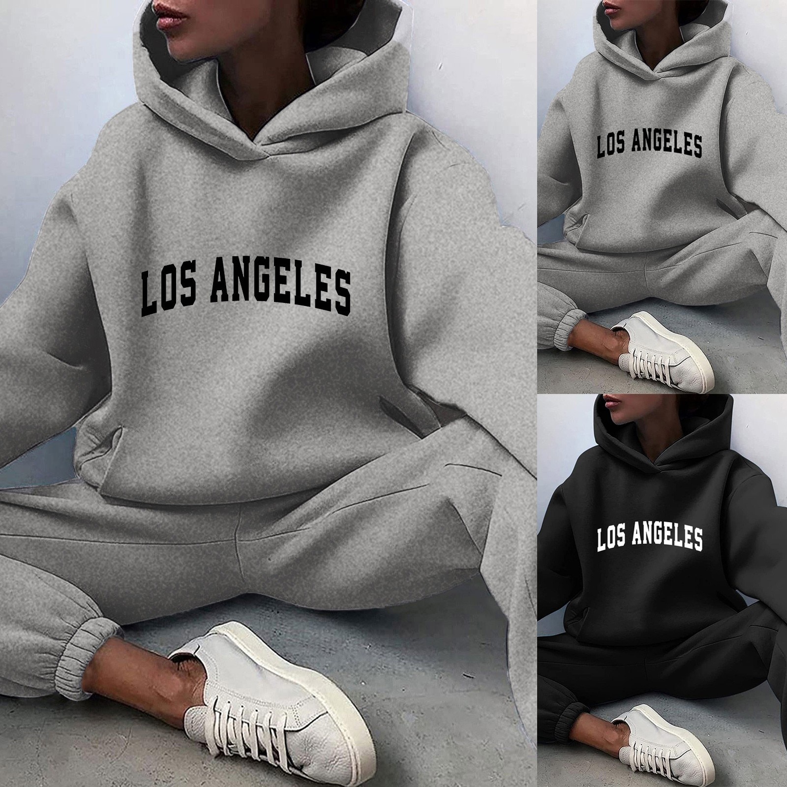 Women Sports Suit Leisure Solid Color Hooded Sweater Pants Polyester Sweatpants Women Ski Pant Homecoming Pantsuits for Teens