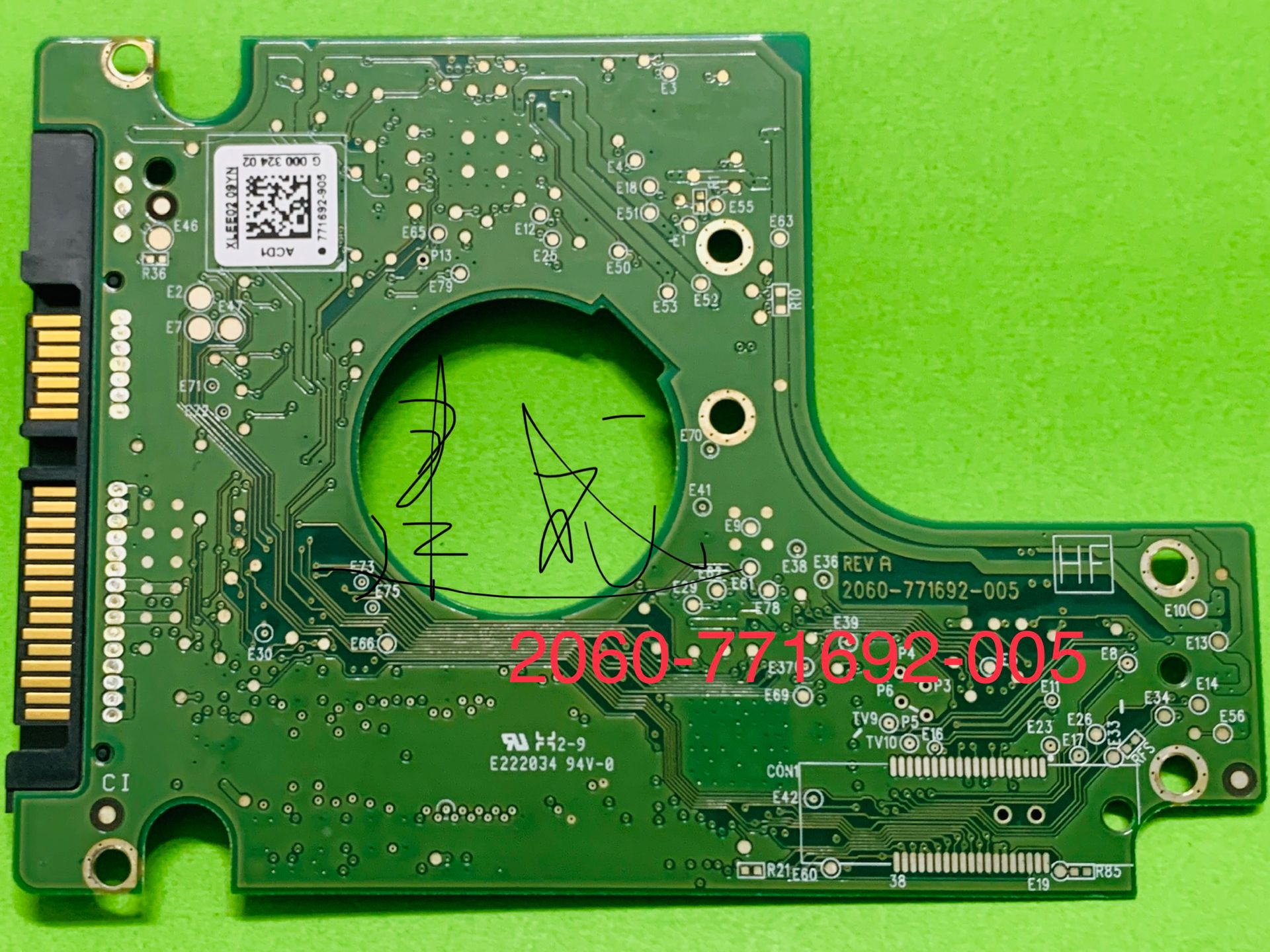 WD1600BEKT WD3200BPVT WD5000BPVT WD7500BPVT WD10TPVT / HDD PCB : 2060-771692-005 REV A , 2060 771692 005 , 771692-505