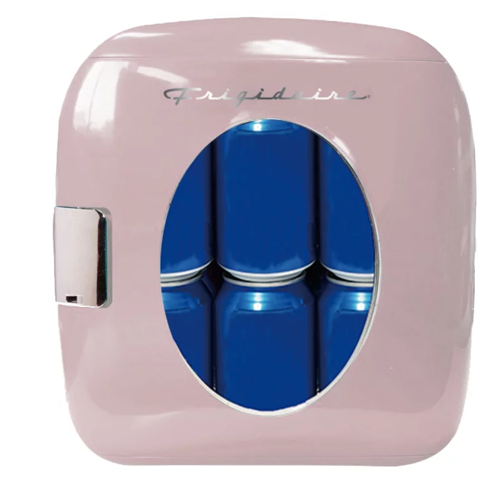 mini fridge Portable Retro 12-Can Mini Cooler, EFMIS462, Pink