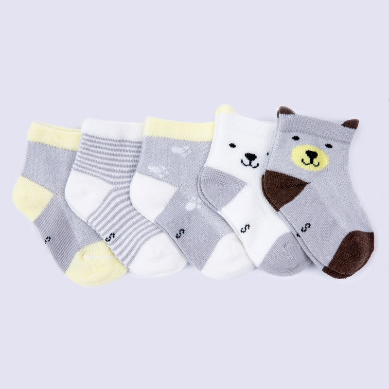 5 Pair/Lot Summer Children Cotton Socks Boy Girl Baby Newborn Cute Cartoon Soft Mesh Sport For Spring 0-6 Year Fashion Kids Sock