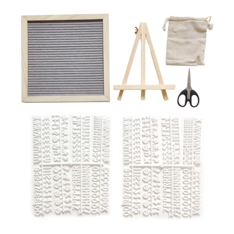 Felt Letter Board 9.8x9.8Inch Changeable Letter Board with Pre-cut Letters Numbers Stand and Scissors for Wedding Decors