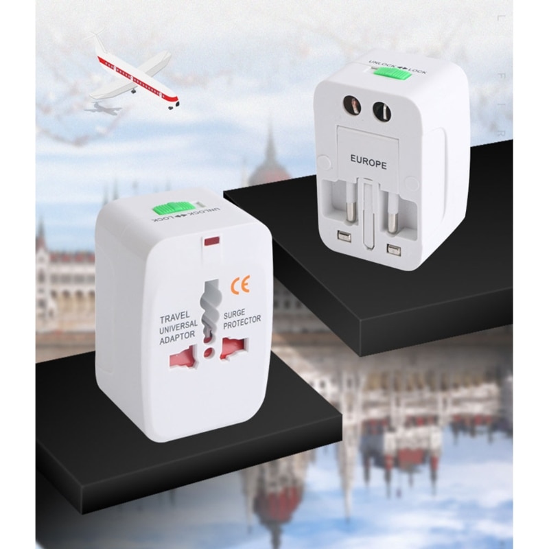 Universal Travel Adapter Plug Ultra Compact Safe Grounded Perfect for Cell Phones Laptops Camera Chargers EU UK US AU