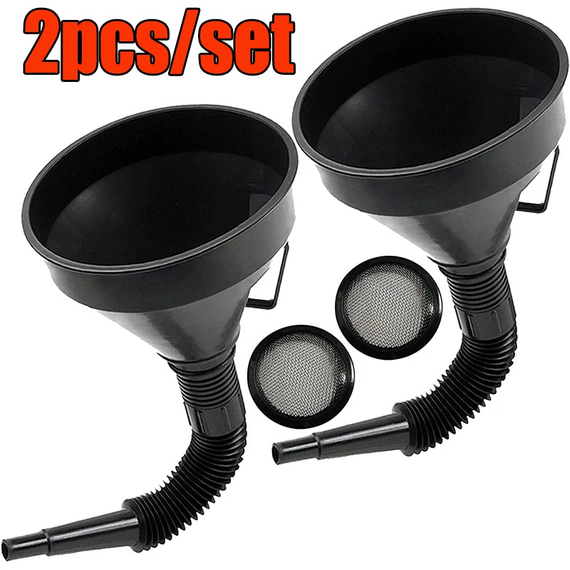 2-In-1 Refueling Funnel With Strainer Can Spout For Oil Water Fuel Petrol Diesel Gasoline For Auto Car Motorcycle Bike Truck