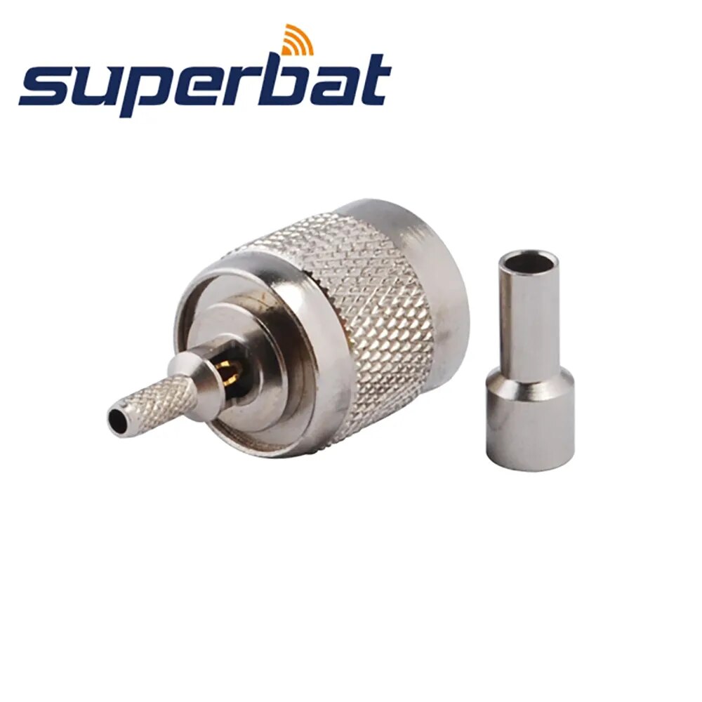Superbat 10pcs RP-TNC Crimp Male(Female Pin) RF Coaxial Connector for RG174 RG316,LMR100,1.13,1.37 Cable