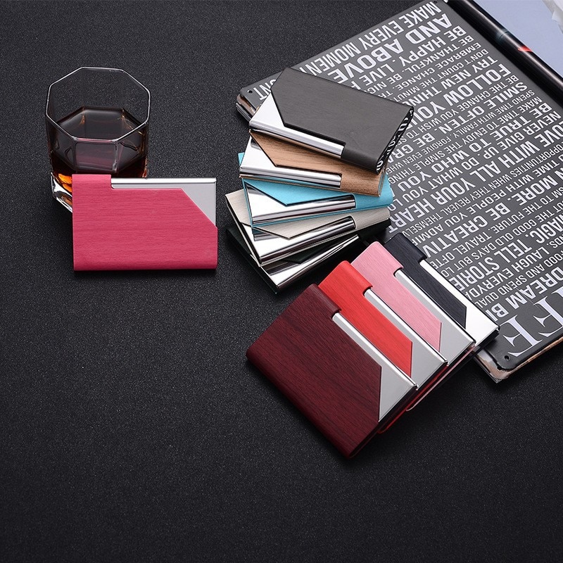 Stainless steel business card case metal card holder PU wood business card case corporate gifts organizer Mainland China