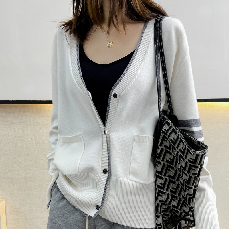 Cardigans Sweaters Women Long-Sleeve Knitwears 2023 New Spring Clothing Wool Knit Outwears Woolen Tops Streetwear Korean Fashion