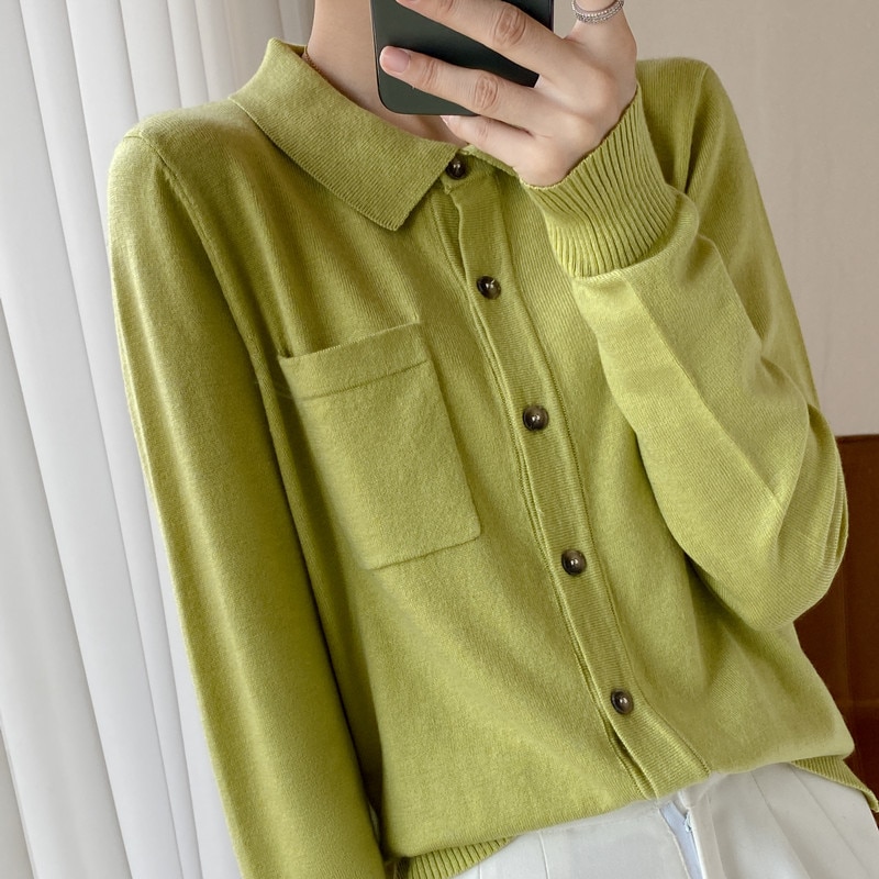 LONGMING Sweater Cardigan Women 2023 Spring Clothing Wool Knitwears Cardigans Long-Sleeve Knit Blouse Woolen Tops Korean Fashion