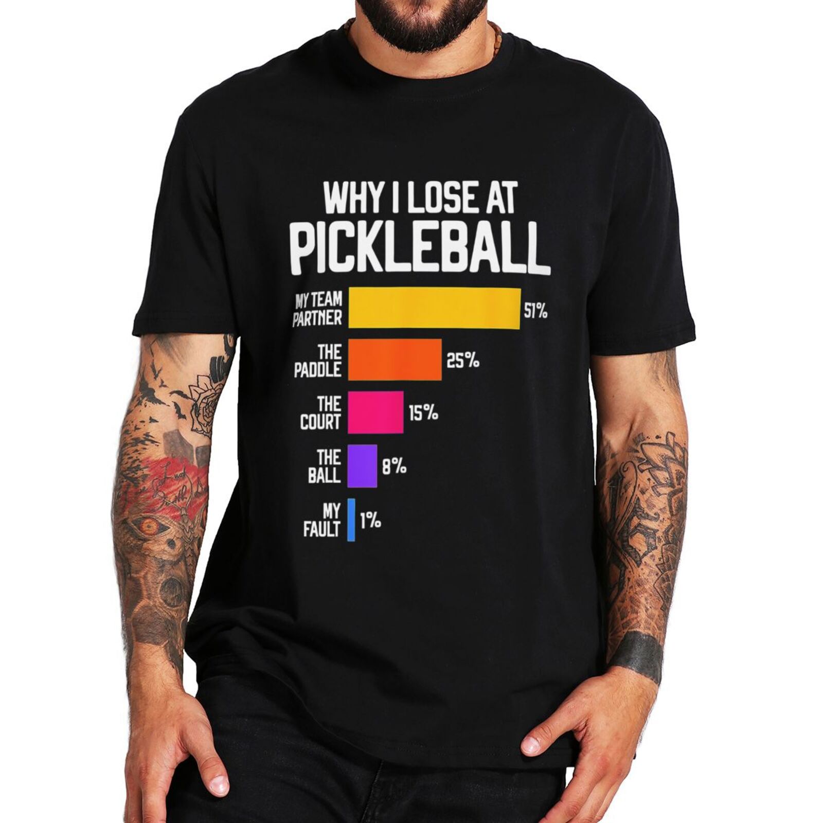 Why I Lose At Pickleball T Shirt Humor Funny Pickleballers Gift Tee Tops Casual 100% Cotton Unisex EU Size Soft T-shirts